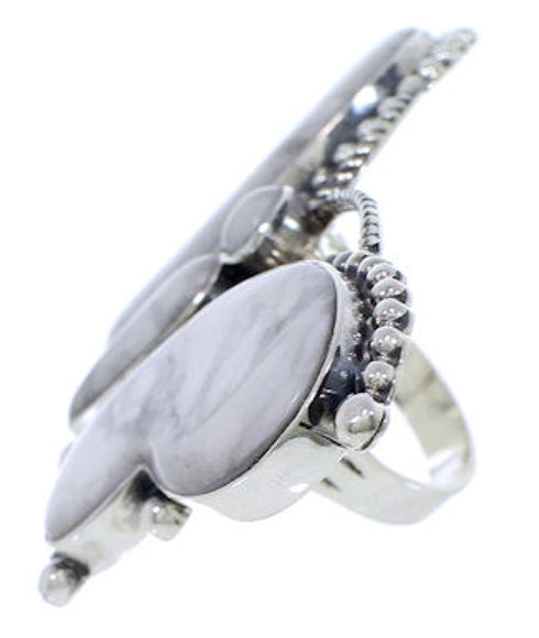 Howlite Butterfly Silver Large Statement Ring Size 6-3/4 EX41000